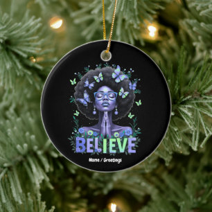 Décoration En Céramique Belle Afro Femme Reine Noire Prière Hommage
