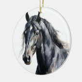 DÉCORATION EN CÉRAMIQUE BELLE COULEUR D'EAU CHEVAL NOIR (Gauche)