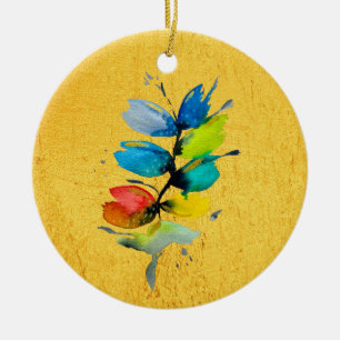 Décoration En Céramique Belle fleur d'aquarelle florale colorée