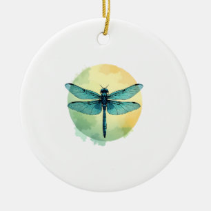 Décoration En Céramique Belle Libellule Verte Art Aquarelle Insecte Amoure