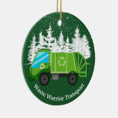 Décoration En Céramique Belle poubelle Camion Vert Noël (Droite)