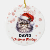 Décoration En Céramique Bénédiction de Noël mignon chat perse Ornament (Devant)