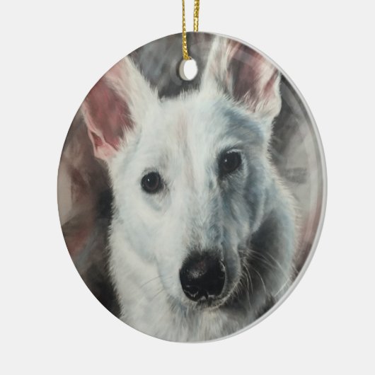 Décoration En Céramique Berger allemand blanc GSD heureux chien (Gauche)
