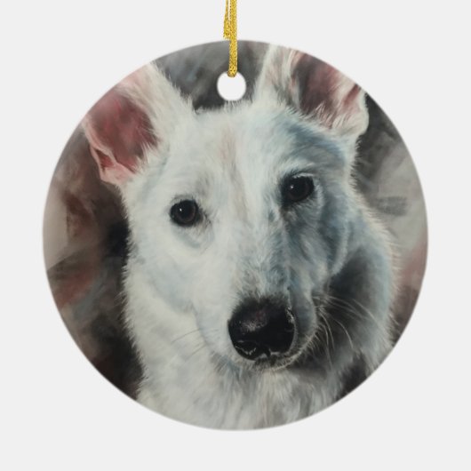 Décoration En Céramique Berger allemand blanc GSD heureux chien (Dos)