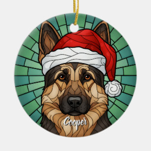 Décoration En Céramique Berger allemand personnalisé Chien Santa Hat Vitra