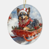 Décoration En Céramique Berger belge en luge Laisser neiger Noël (Gauche)