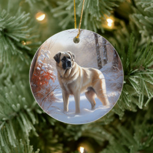 Décoration En Céramique Berger d'Anatolie Qu'il neige Noël