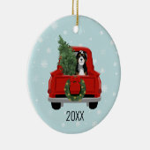 Décoration En Céramique Bernedoodle chien de Noël camion rouge (Droite)