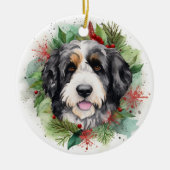 Décoration En Céramique Bernedoodle Christmas Wreath Festive Pup (Devant)