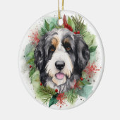 Décoration En Céramique Bernedoodle Christmas Wreath Festive Pup (Gauche)