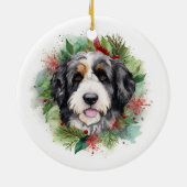 Décoration En Céramique Bernedoodle Christmas Wreath Festive Pup (Dos)