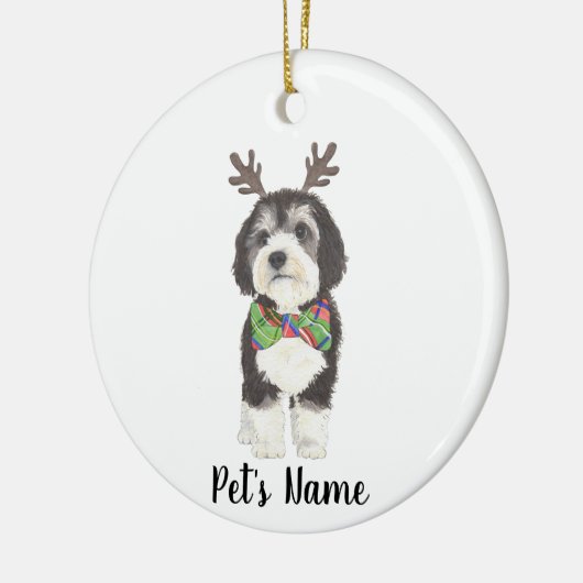 Décoration En Céramique Bernedoodle Reindeer Bowtie Noël personnalisé (Gauche)