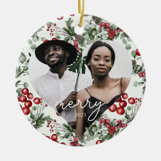 Décoration En Céramique Berries et verdure Photo Coeur (Devant)