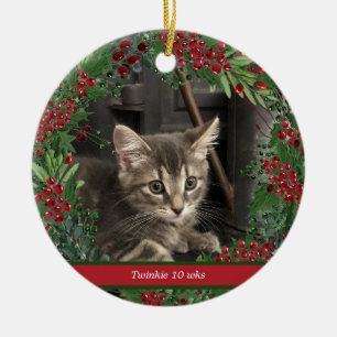 Décoration En Céramique Berries rouges et verts de Noël 2 Photo Pet