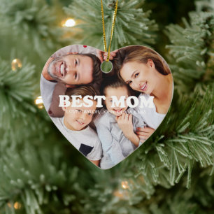 Décoration En Céramique Best Mom white custom deux photo texte personnalis