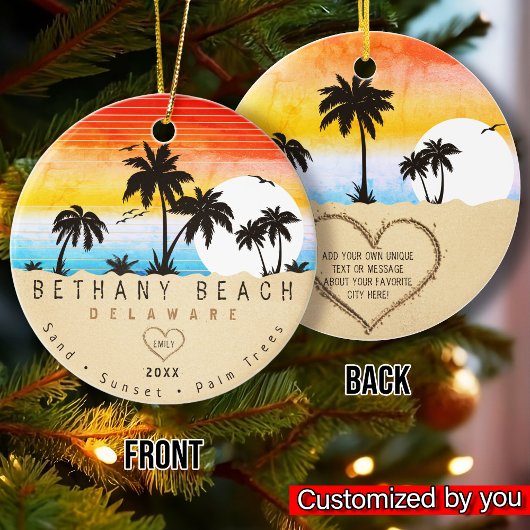 Décoration En Céramique Bethany Beach Delaware Sunset Beach Palm Tree 80's