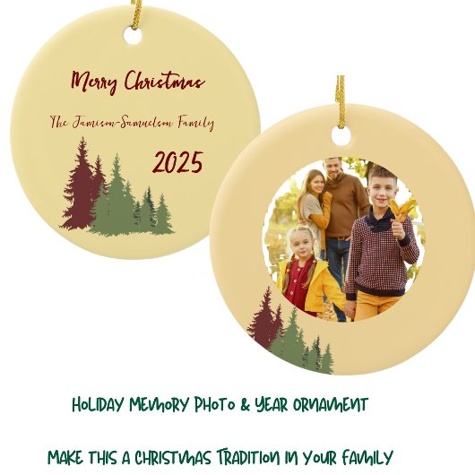 Décoration En Céramique Beurre Jaune Rouge & Pin Vert Noël