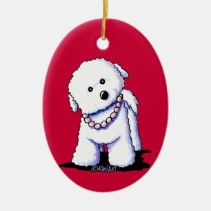 Décoration En Céramique Bichon Dans L'Ornement Des Perles