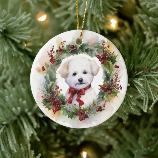 Décoration En Céramique Bichon Frise Wreath Festive Pup (Arbre)