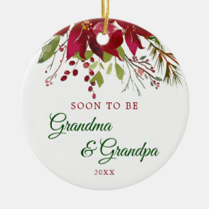 Décoration En Céramique Bientôt être grand-mère et grand-père cadeau Gra
