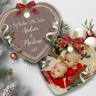 Décoration En Céramique Big Bro Little Sis Photo Holly Pine Gold Frame