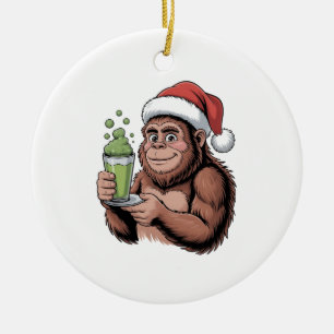 Décoration En Céramique Bigfoot Santa Drôle Sasquatch Tenant Matcha Xmas