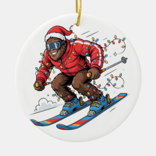 Décoration En Céramique Bigfoot Sasquatch Ski Noël 2026 Vacances  