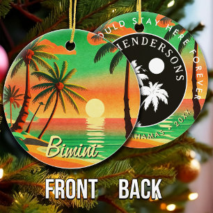 Décoration En Céramique Bimini Bahamas Vintage voyage Souvenir Palm Trees