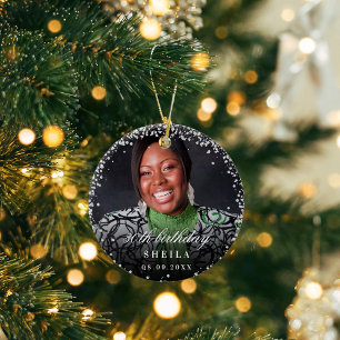 Décoration En Céramique Birthday argent parties scintillant scintille nom