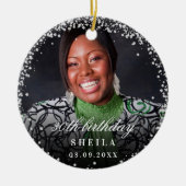 Décoration En Céramique Birthday argent parties scintillant scintille nom (Devant)