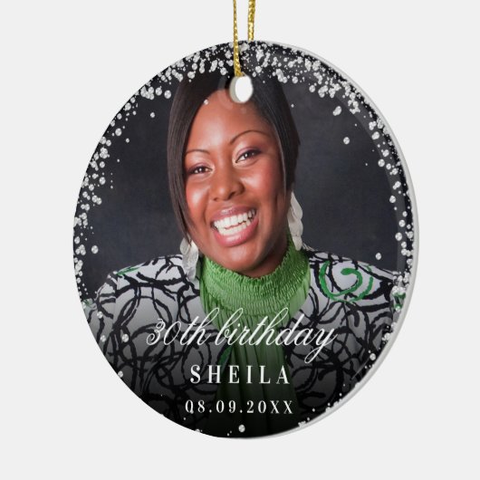 Décoration En Céramique Birthday argent parties scintillant scintille nom (Gauche)