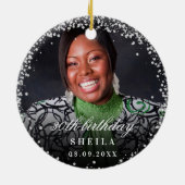 Décoration En Céramique Birthday argent parties scintillant scintille nom (Dos)