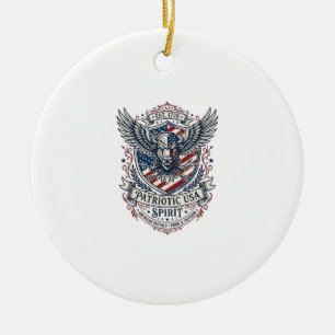 Décoration En Céramique Bison Aigle Patriotique Crête Animal Hybride Patri