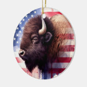 Décoration En Céramique Bison avec drapeau des États-Unis d'Amérique (Gauche)