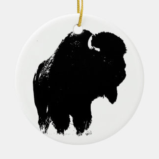 Décoration En Céramique Bison de bison noir et blanc Pop Art