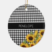 Décoration En Céramique Bison noir et blanc Plaid Tournesols jaunes (Gauche)