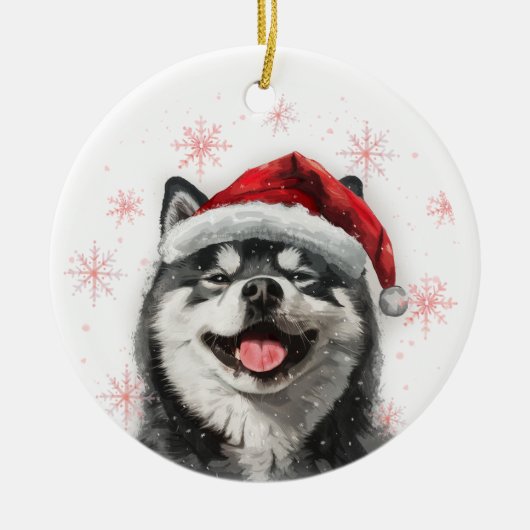 Décoration En Céramique Black Akita Dog Christmas Personalized (Devant)