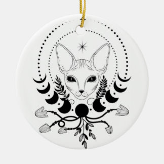 Décoration En Céramique Black and White Cat Moon Window Suncatcher