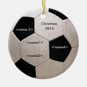 Décoration En Céramique Black and White Soccer Ball with names