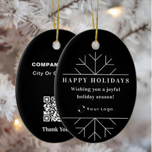 Décoration En Céramique Black Christmas Business Logo QR code Chic