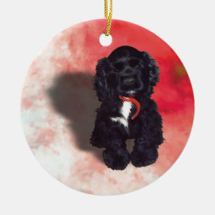 Décoration En Céramique Black Cocker Spaniel Puppy - Abby