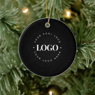 Décoration En Céramique Black Custom Round Circle Business Logo Noël