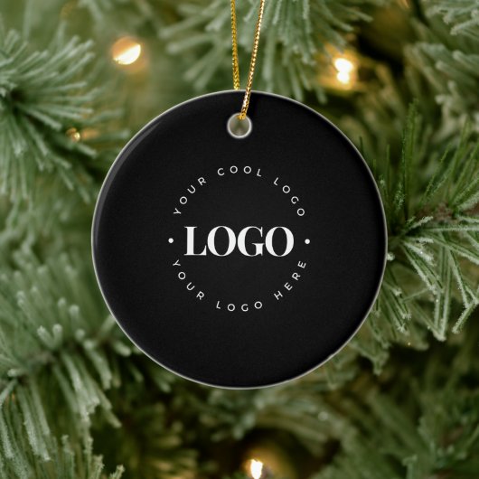 Décoration En Céramique Black Custom Round Circle Business Logo Noël (Arbre)