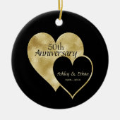 Décoration En Céramique Black & Foil Gold Hearts (Devant)