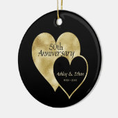 Décoration En Céramique Black & Foil Gold Hearts (Gauche)