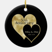 Décoration En Céramique Black & Foil Gold Hearts (Dos)