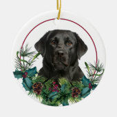 Décoration En Céramique Black Labrador Retriever Chien Wreath À feuillage  (Devant)