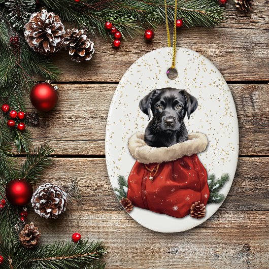Décoration En Céramique Black Labrador Retriever Puppy Cadeau de Noël