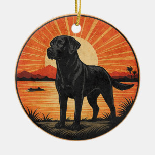 Décoration En Céramique Black Labrador Retriever Sunset Amoureux des chien