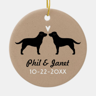 Décoration En Céramique Black Labrador Retrivers Couple with Heart Custom